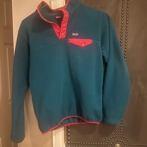 Patagonia Zip T fleece pullover. Green and red.